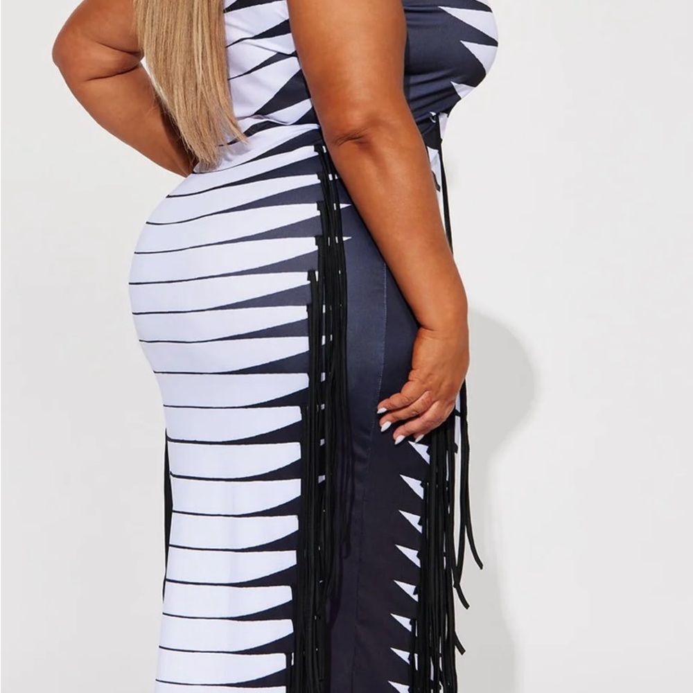 Fashion Nova Black & White Striped Dress